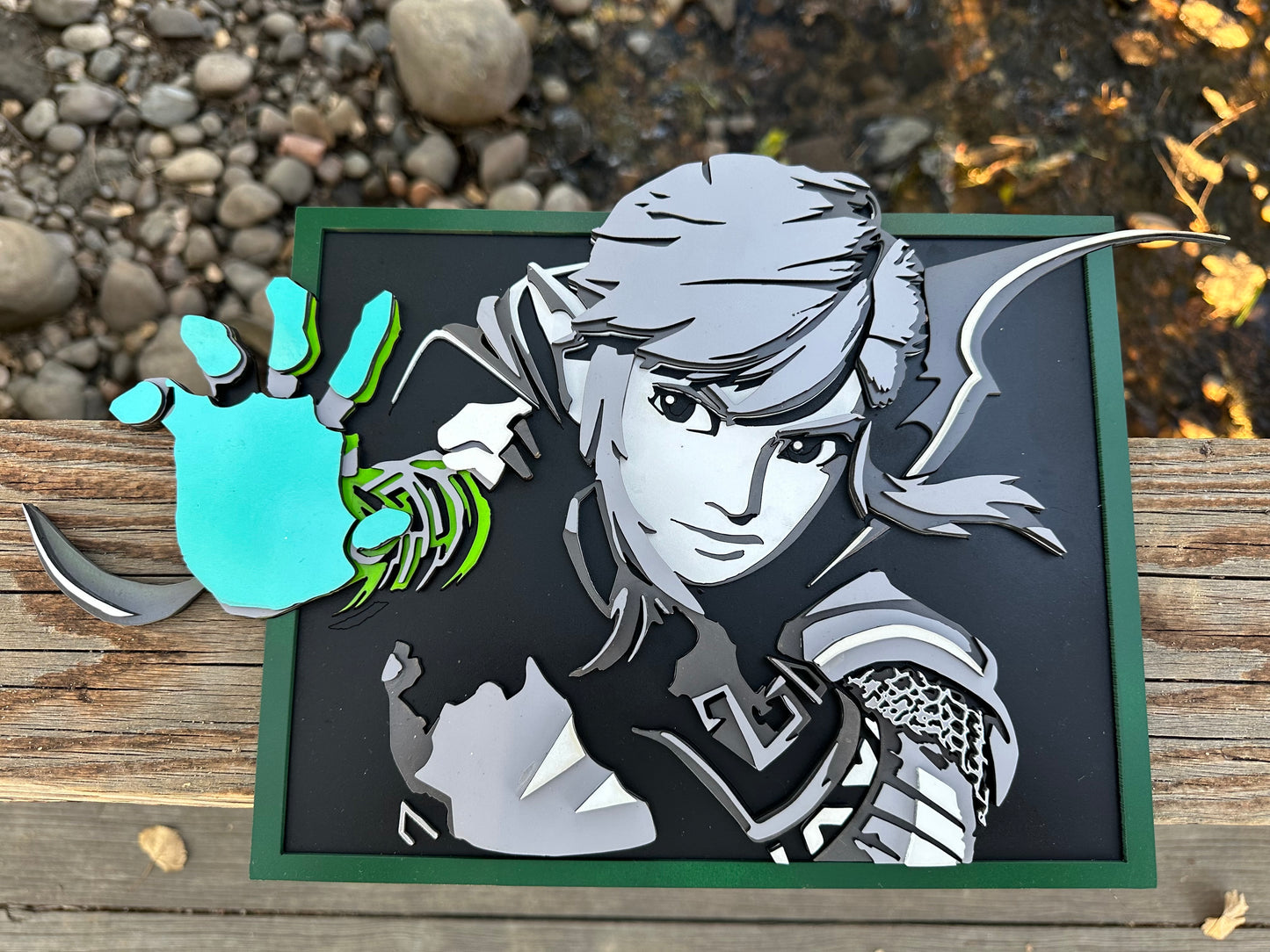 Link Tears of the Kingdom 3D Wood Portrait - Monochrome