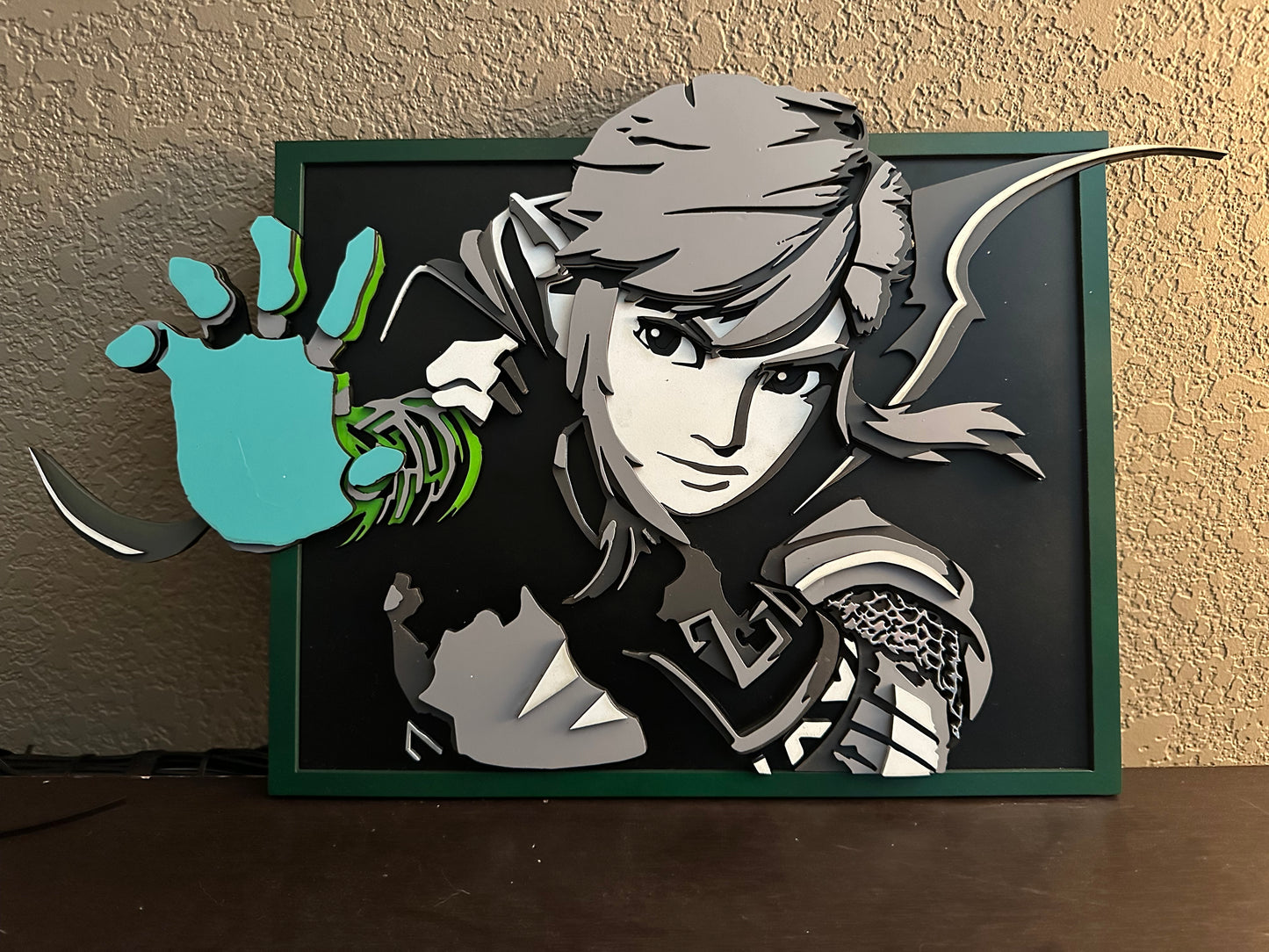 Link Tears of the Kingdom 3D Wood Portrait - Monochrome
