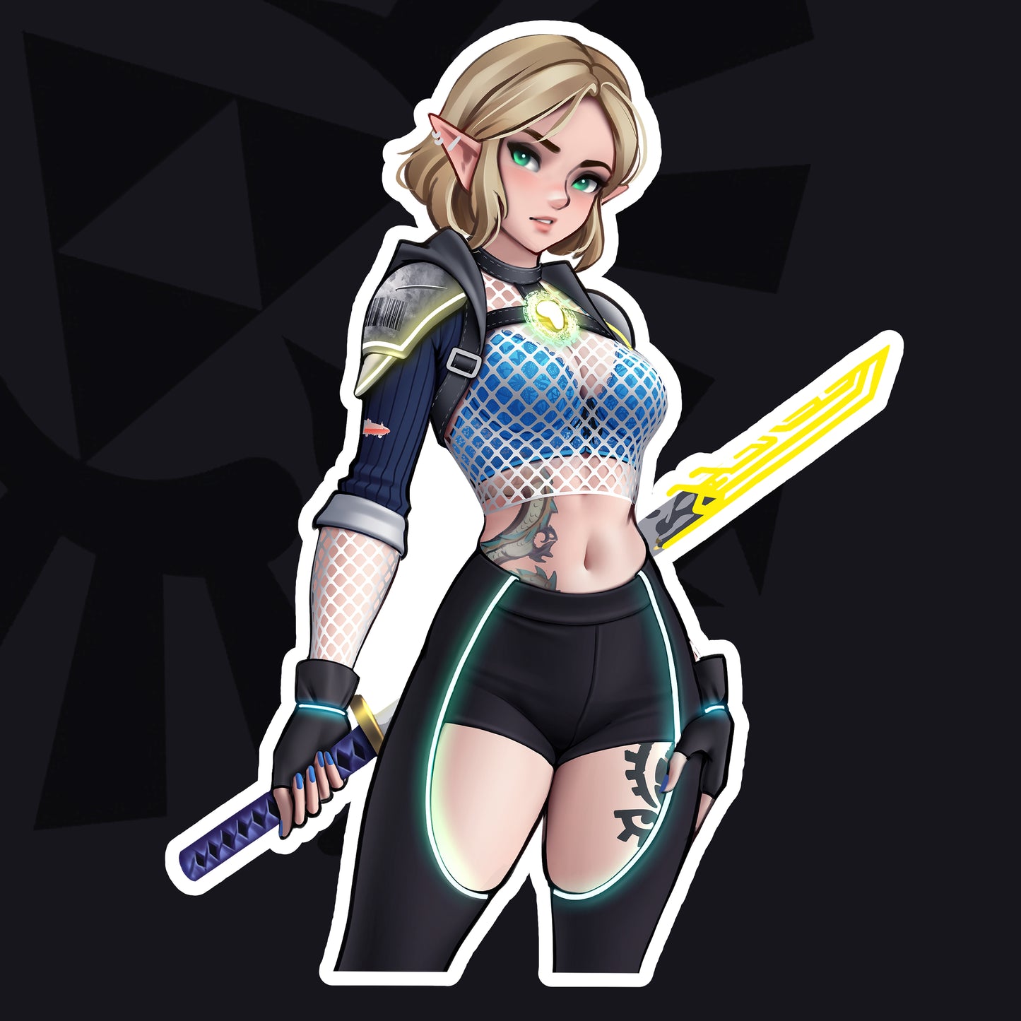 Zelda Cyberpunk Sticker (Thigh Window)