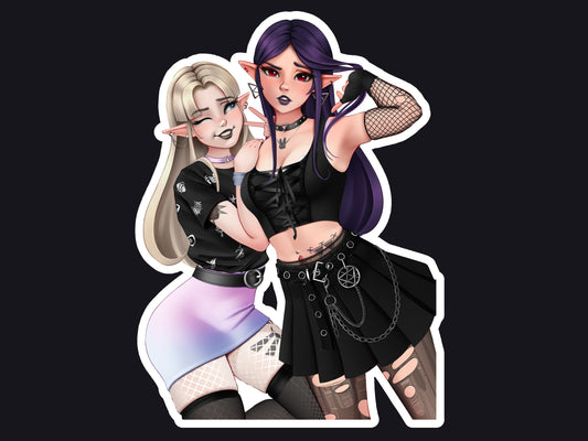 Zelda and Hilda Goth Girls Sticker