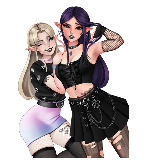 Zelda and Hilda Goth Girls Sticker