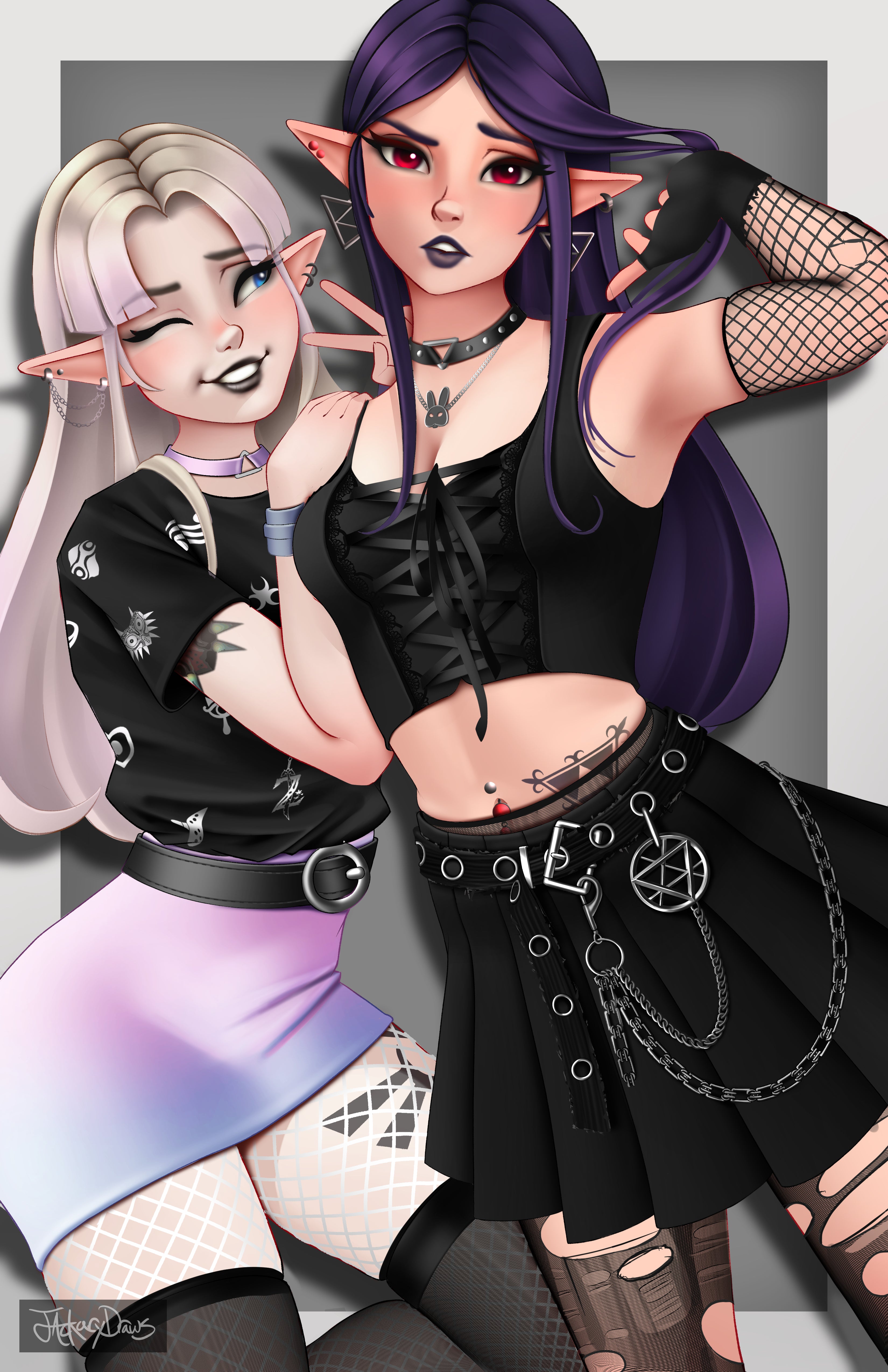 Goth Zelda and Hilda – jackarydraws