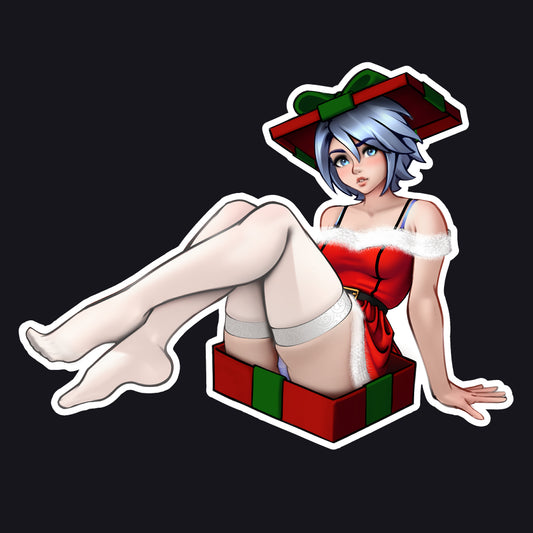 Aqua Christmas Gift Sticker